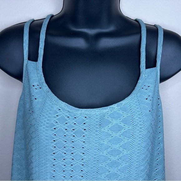 LARGE GREEN LACE STRETCH TANK FLOWY BOHO CASUAL - Picture 7 of 12